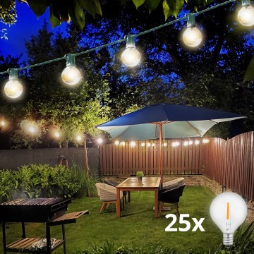 Brilagi - LED Venkovní dekorační řetěz GIRLANDA 25xE12/0,8W/230V 20m zelená IP44 teplá bílá