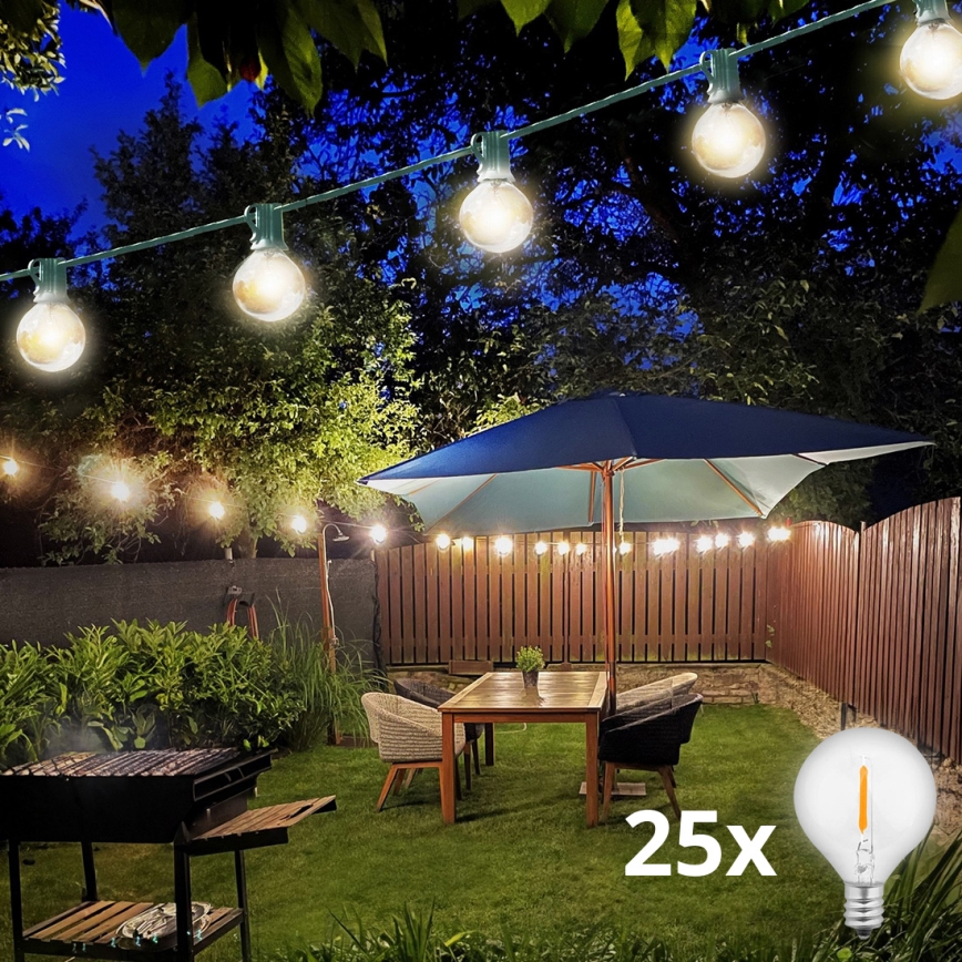 Brilagi - LED Venkovní dekorační řetěz GIRLANDA 25xE12/0,8W/230V 20m zelená IP44 teplá bílá