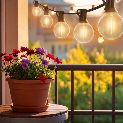 Brilagi - LED Venkovní dekorační řetěz GIRLANDA 25xE12/0,6W/230V 20m černá IP44 teplá bílá + dálkové ovládání