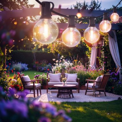 Brilagi - LED Venkovní dekorační řetěz GIRLANDA 25xE12/0,6W/230V 20m černá IP44 teplá bílá + dálkové ovládání