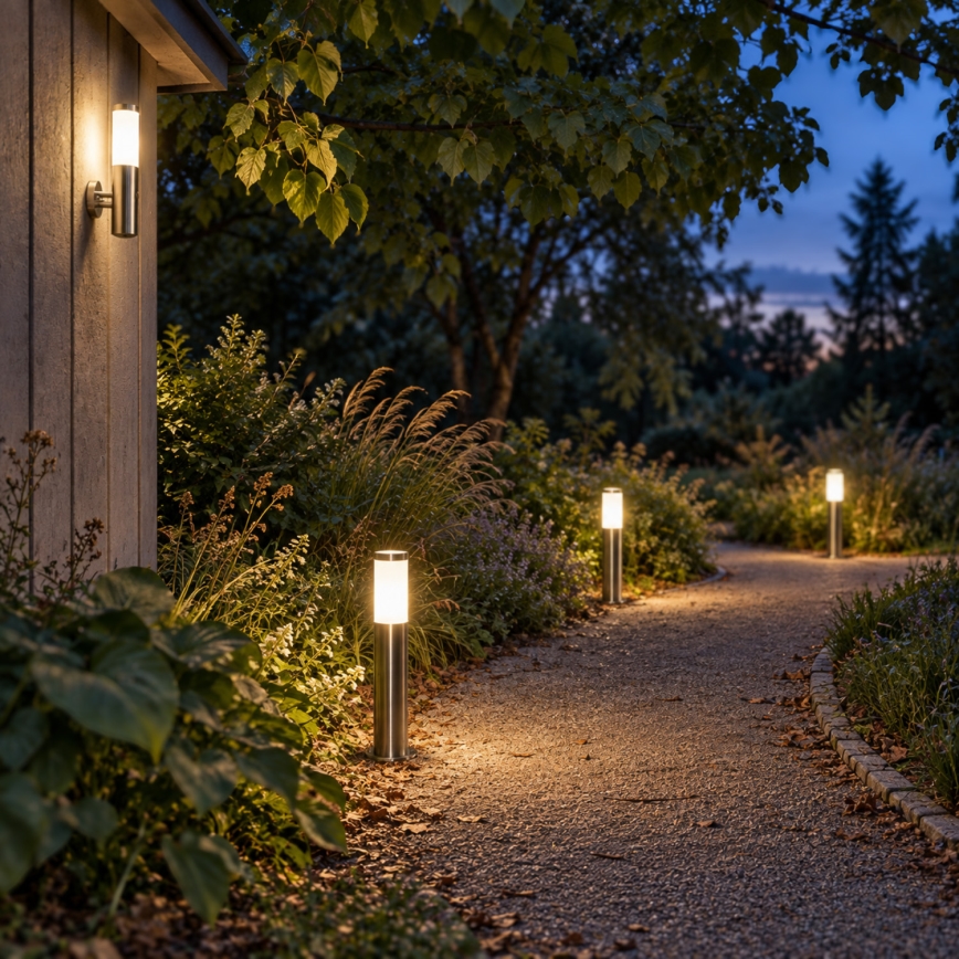 BRILAGI - LED Venkovní lampa ELIA 1xE27/7W/230V 4000K IP44 50 cm matný chrom