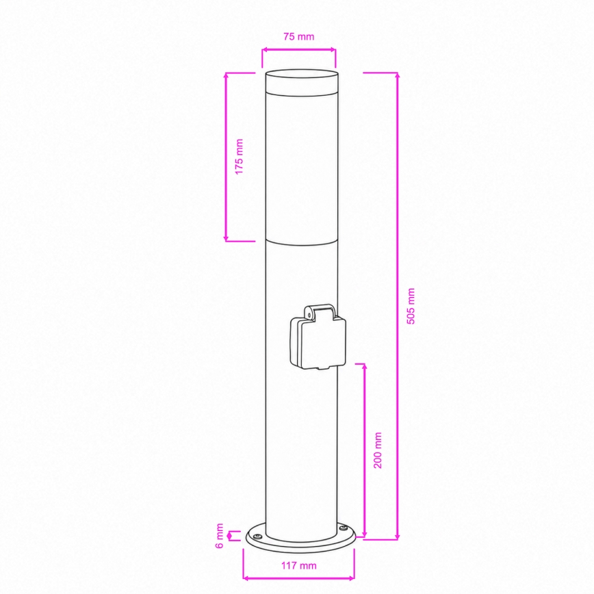 BRILAGI -  LED Venkovní lampa se zásuvkou ELIA 1xE27/7W/230V 4000K IP44 50 cm matný chrom