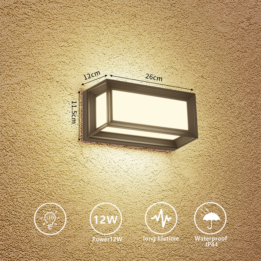 Brilagi - LED Venkovní nástěnné svítidlo PARKER LED/12W/230V 3000/4500/6000K antracit IP44