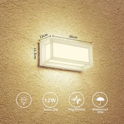 Brilagi - LED Venkovní nástěnné svítidlo PARKER LED/12W/230V 3000/4500/6000K bílá IP44