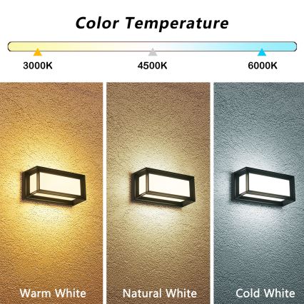 Brilagi - LED Venkovní nástěnné svítidlo PARKER LED/12W/230V 3000/4500/6000K černá IP44