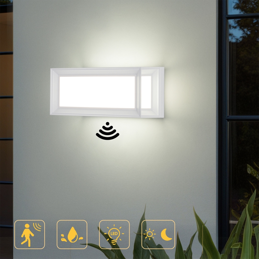 Brilagi - LED Venkovní nástěnné svítidlo se senzorem PARKER LED/12W/230V bílá IP44