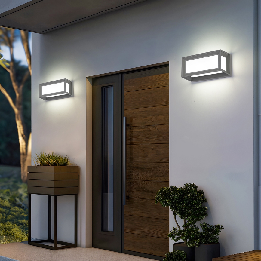Brilagi - LED Venkovní nástěnné svítidlo se senzorem PARKER LED/12W/230V šedá IP44