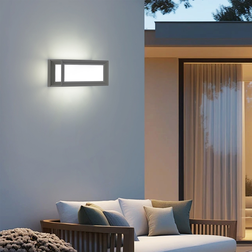 Brilagi - LED Venkovní nástěnné svítidlo se senzorem PARKER LED/12W/230V šedá IP44