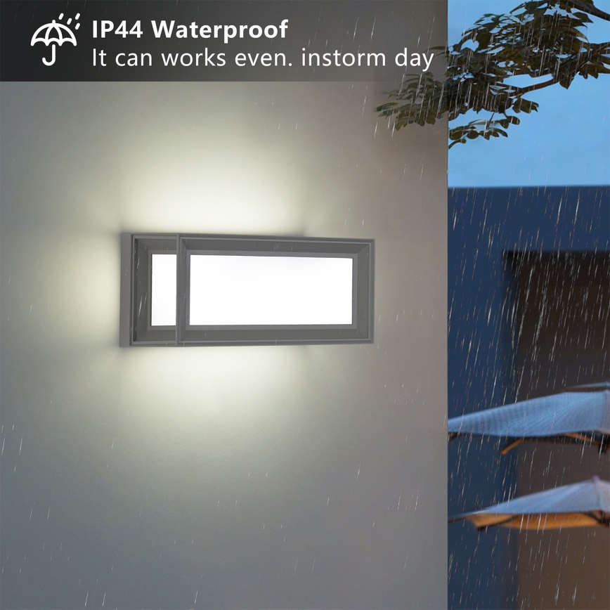 Brilagi - LED Venkovní nástěnné svítidlo se senzorem PARKER LED/12W/230V šedá IP44