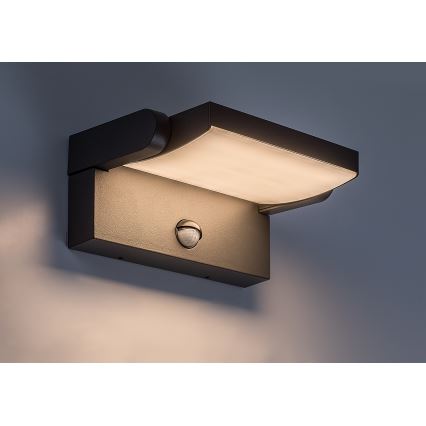 BRILAGI - LED Venkovní nástěnné svítidlo se senzorem pohybu a soumraku ANKLE LED/12W/230V IP65 černá