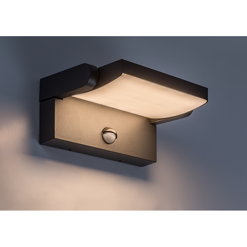 BRILAGI - LED Venkovní nástěnné svítidlo se senzorem pohybu a soumraku ANKLE LED/12W/230V IP65 černá
