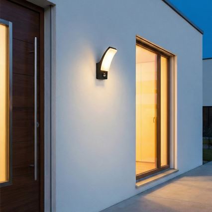 BRILAGI - LED Venkovní nástěnné svítidlo se senzorem pohybu a soumraku ARCELO LED/12W/230V IP65 černá