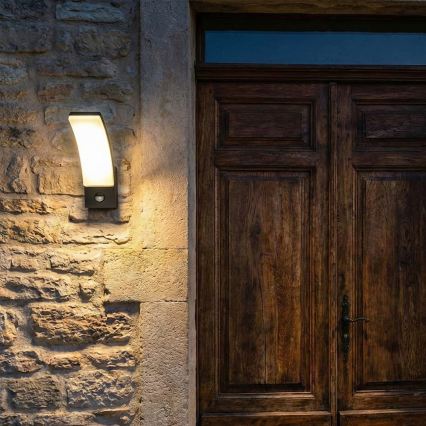 BRILAGI - LED Venkovní nástěnné svítidlo se senzorem pohybu a soumraku ARCELO LED/12W/230V IP65 černá