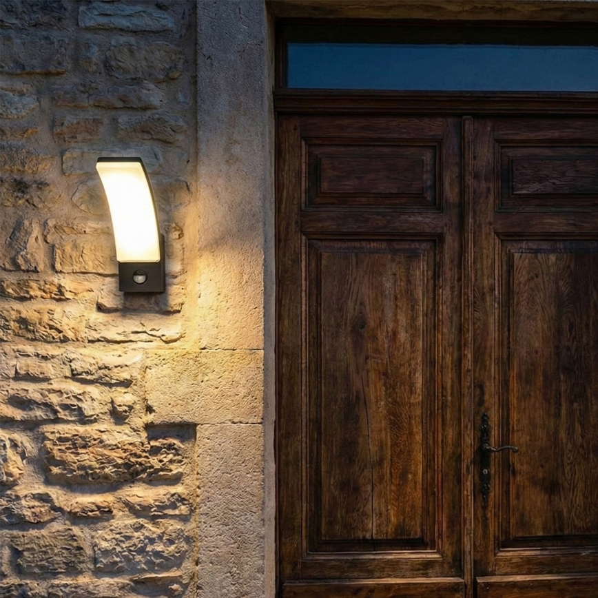 BRILAGI - LED Venkovní nástěnné svítidlo se senzorem pohybu a soumraku ARCELO LED/12W/230V IP65 černá