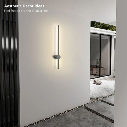 Brilagi - LED Venkovní nástěnné svítidlo AURA LED/12W/230V 3000K IP54 65 cm antracit