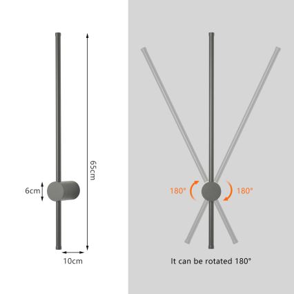 Brilagi - LED Venkovní nástěnné svítidlo AURA LED/12W/230V 4000K IP54 65 cm antracit