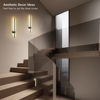 Brilagi - LED Venkovní nástěnné svítidlo AURA LED/12W/230V 4000K IP54 65 cm černá