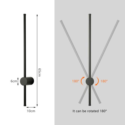Brilagi - LED Venkovní nástěnné svítidlo AURA LED/12W/230V 4000K IP54 65 cm černá