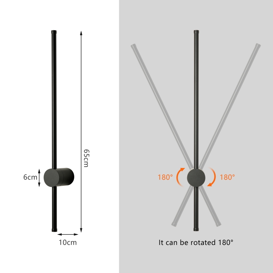Brilagi - LED Venkovní nástěnné svítidlo AURA LED/12W/230V 4000K IP54 65 cm černá