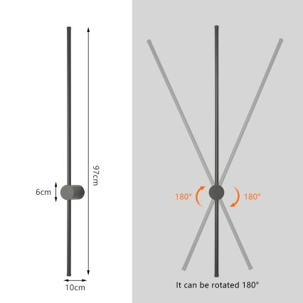 Brilagi - LED Venkovní nástěnné svítidlo AURA LED/20W/230V 3000K IP54 97 cm antracit