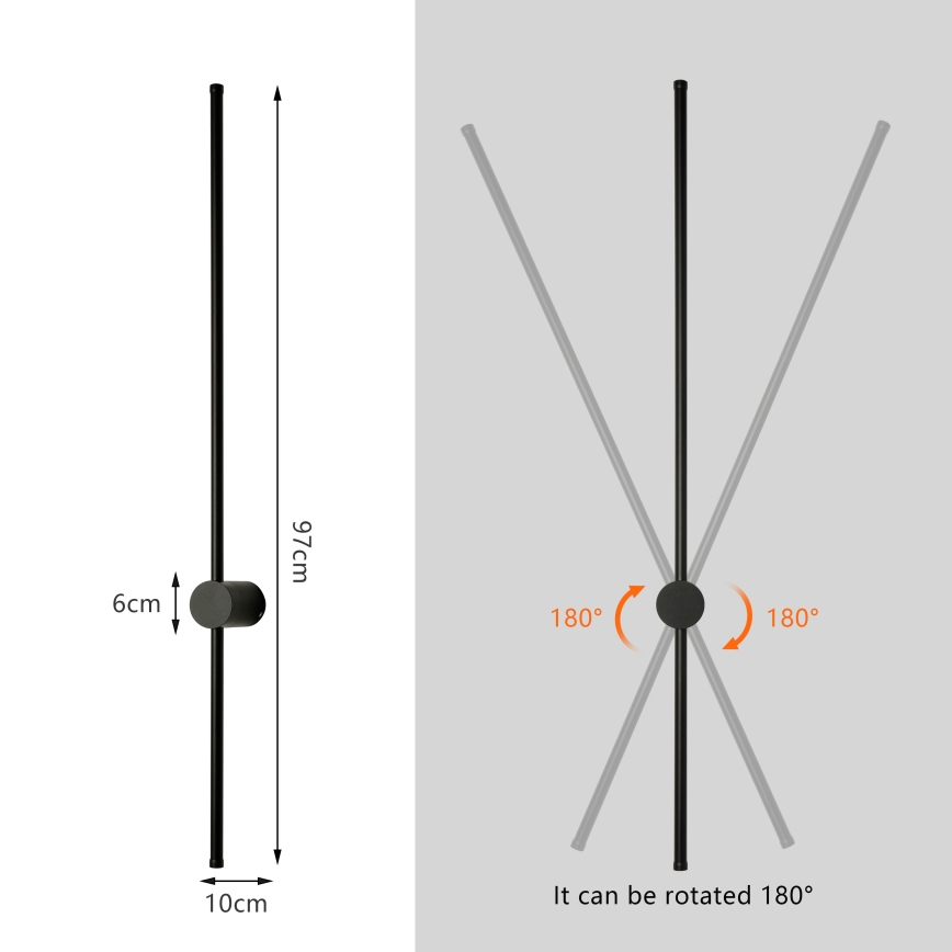 Brilagi - LED Venkovní nástěnné svítidlo AURA LED/20W/230V 3000K IP54 97 cm černá