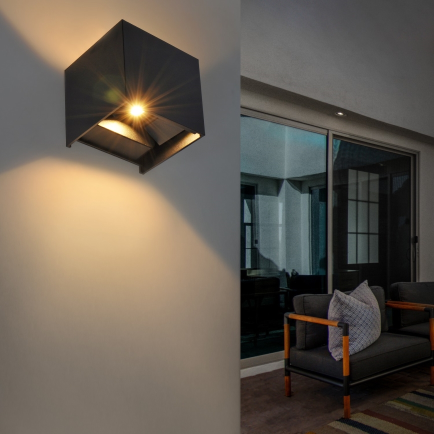 Brilagi - LED Venkovní nástěnné svítidlo CUBE LED/6W/230V černá IP54