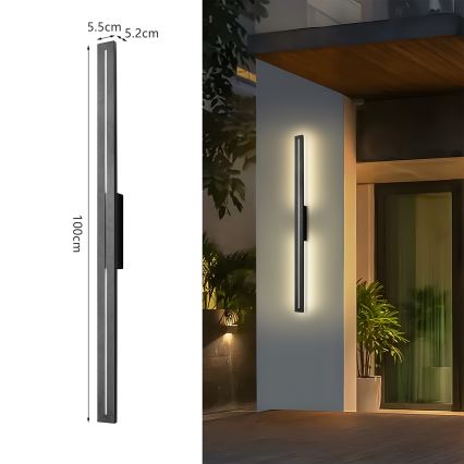 Brilagi - LED Venkovní nástěnné svítidlo LINEO LED/24W/230V 3000K IP65 100 cm černá