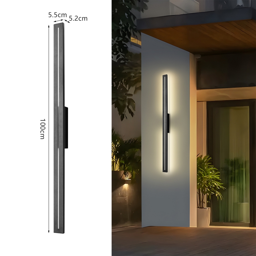 Brilagi - LED Venkovní nástěnné svítidlo LINEO LED/24W/230V 3000K IP65 100 cm černá