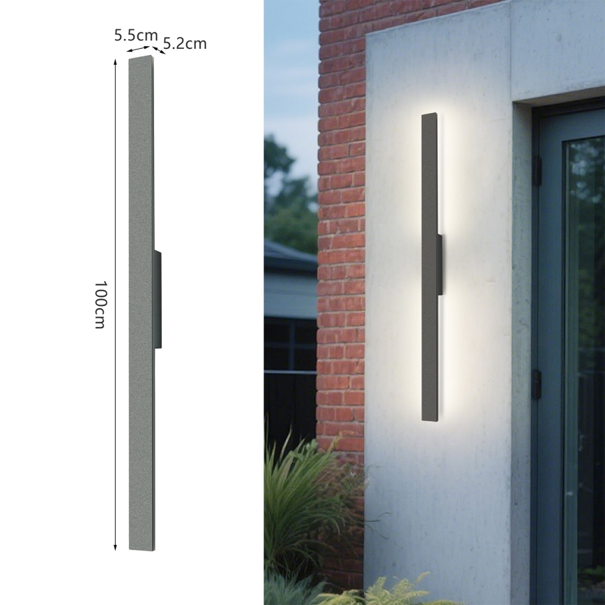 Brilagi - LED Venkovní nástěnné svítidlo LUNA LED/24W/230V 3000K IP65 100 cm antracit