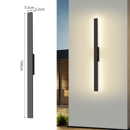 Brilagi - LED Venkovní nástěnné svítidlo LUNA LED/24W/230V 4000K IP65 100 cm černá