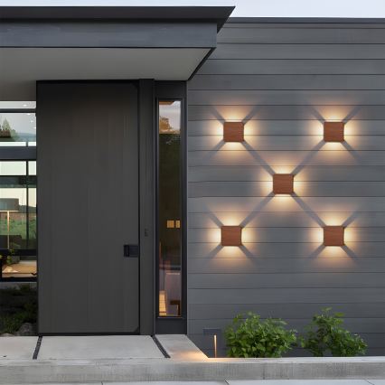 Brilagi - LED Venkovní nástěnné svítidlo QUADRAY LED/6W/230V dekor dřeva IP54