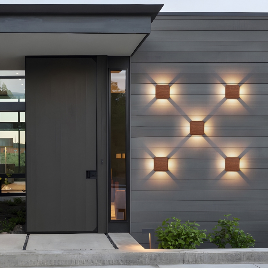 Brilagi - LED Venkovní nástěnné svítidlo QUADRAY LED/6W/230V dekor dřeva IP54