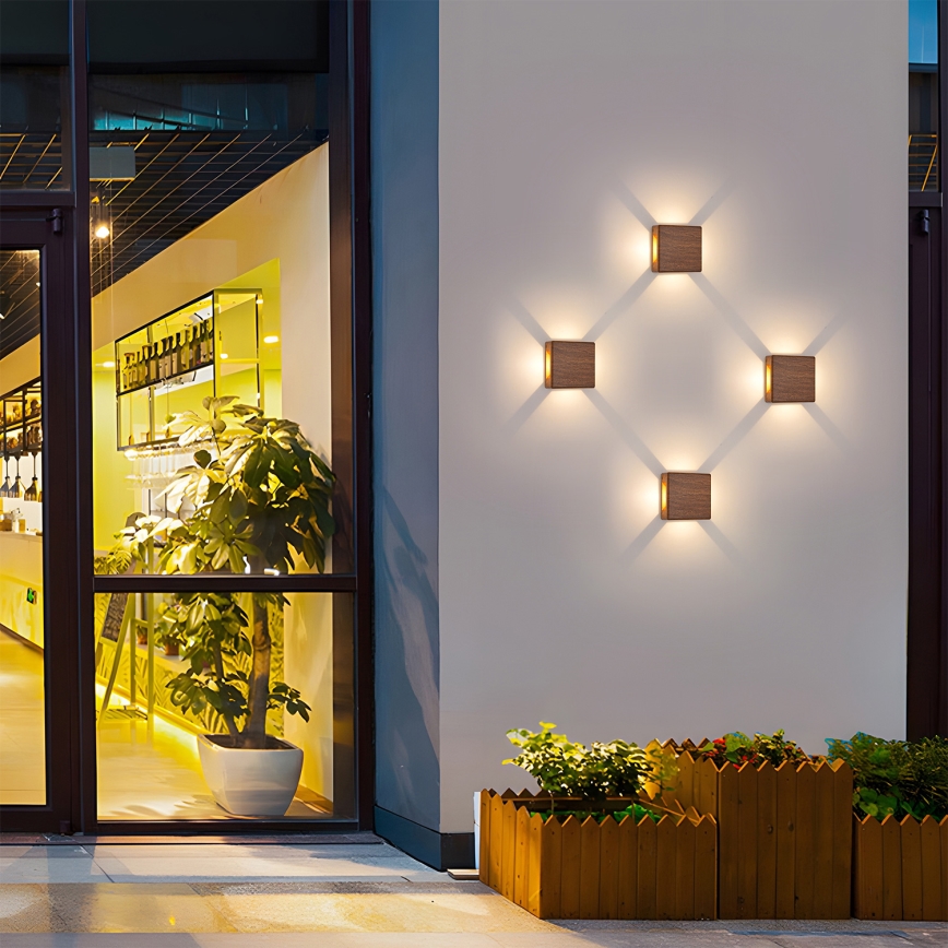 Brilagi - LED Venkovní nástěnné svítidlo QUADRAY LED/6W/230V dekor dřeva IP54