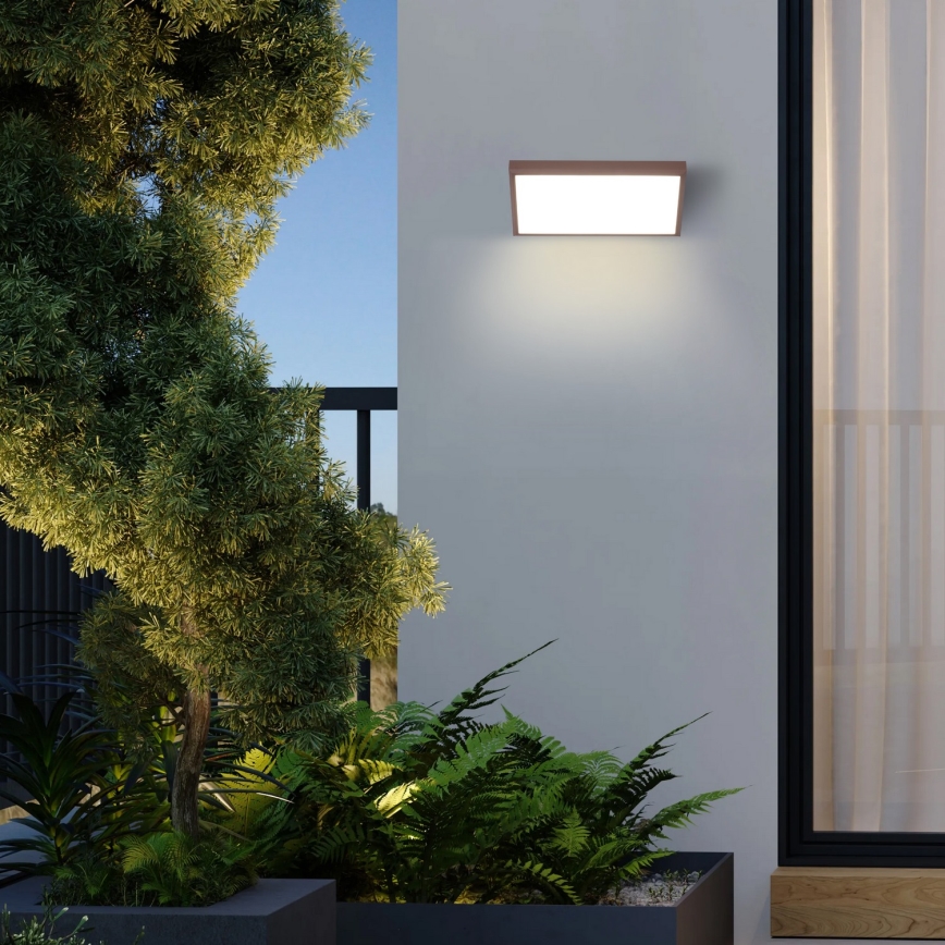 Brilagi - LED Venkovní nástěnné svítidlo se senzorem TRIANGLE LED/20W/230V hnědá IP65