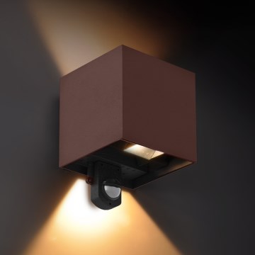 Brilagi - LED Venkovní nástěnné svítidlo se senzorem CUBE LED/6W/230V hnědá IP65