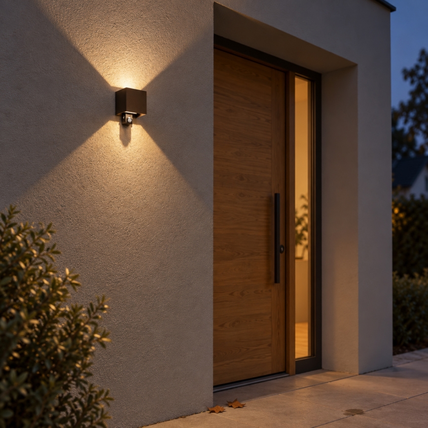 Brilagi - LED Venkovní nástěnné svítidlo se senzorem CUBE LED/6W/230V hnědá IP65