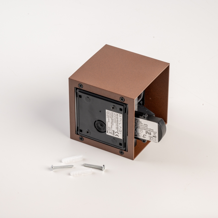 Brilagi - LED Venkovní nástěnné svítidlo se senzorem CUBE LED/6W/230V hnědá IP65