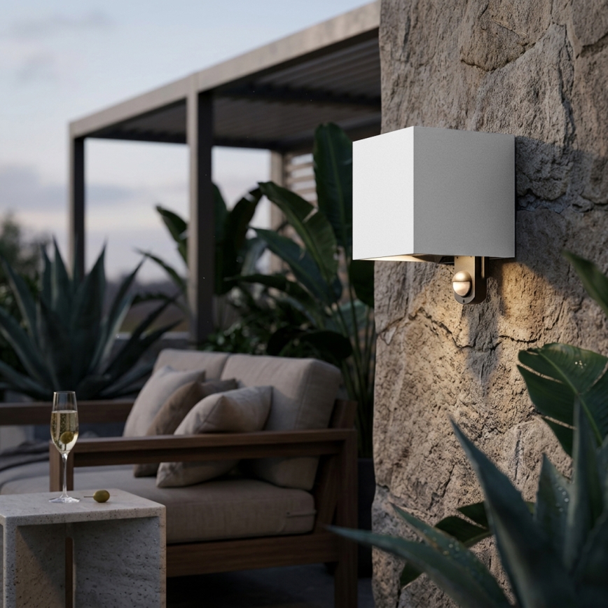Brilagi - LED Venkovní nástěnné svítidlo se senzorem CUBE LED/6W/230V šedá IP65