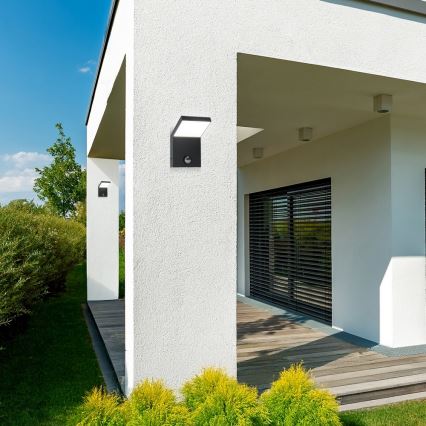 Brilagi - LED Venkovní nástěnné svítidlo se senzorem RIANO LED/8W/230V antracit IP65