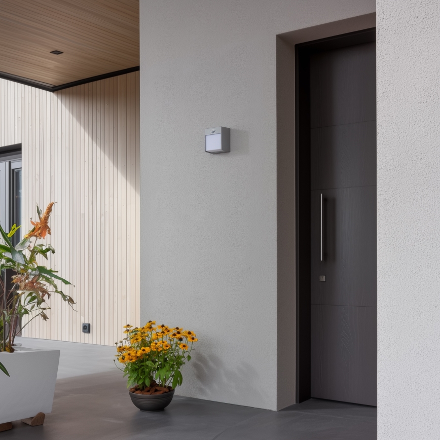 Brilagi - LED Venkovní nástěnné svítidlo se senzorem TERNI LED/12W/230V šedá IP44