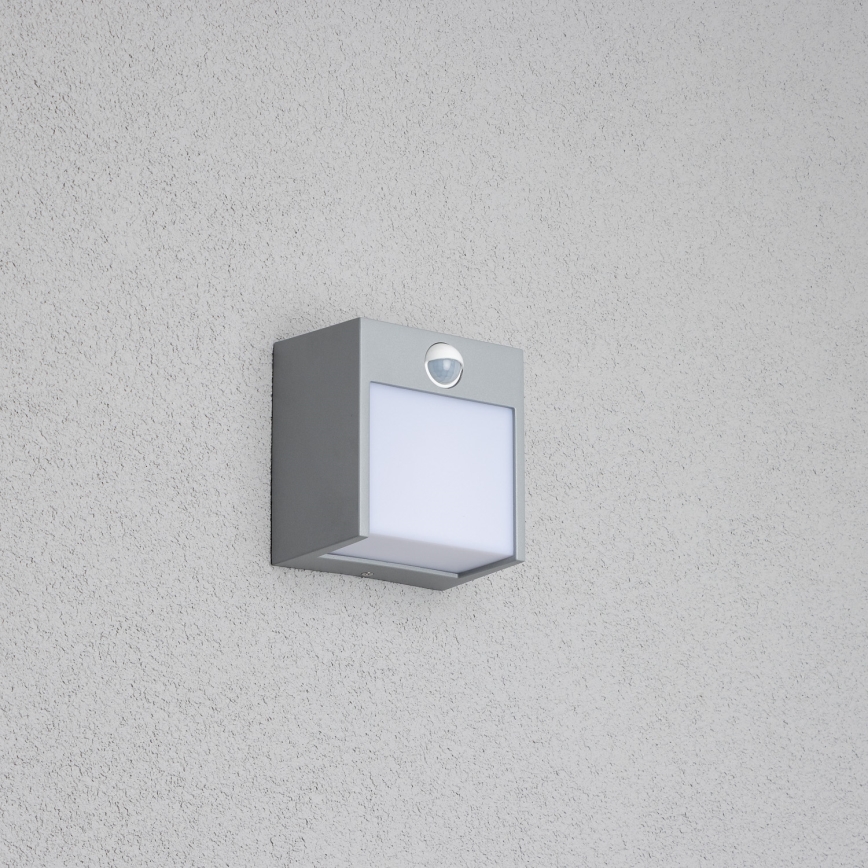 Brilagi - LED Venkovní nástěnné svítidlo se senzorem TERNI LED/12W/230V šedá IP44