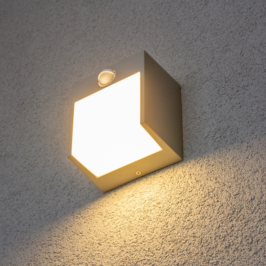 Brilagi - LED Venkovní nástěnné svítidlo se senzorem TERNI LED/12W/230V šedá IP44