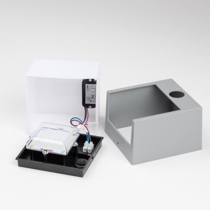 Brilagi - LED Venkovní nástěnné svítidlo se senzorem TERNI LED/12W/230V šedá IP44