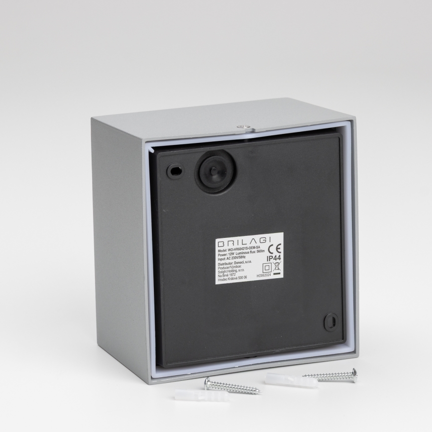Brilagi - LED Venkovní nástěnné svítidlo se senzorem TERNI LED/12W/230V šedá IP44