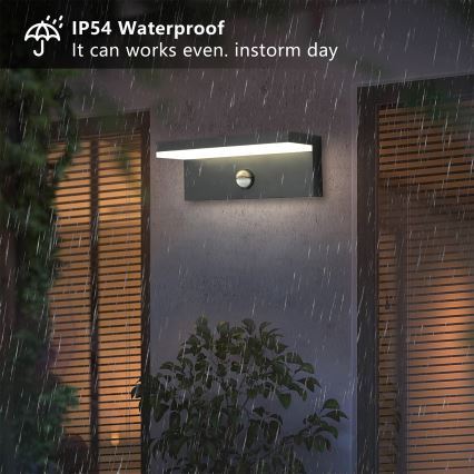 Brilagi - LED Venkovní nástěnné svítidlo se senzorem TESSI LED/10W/230V antracit IP54