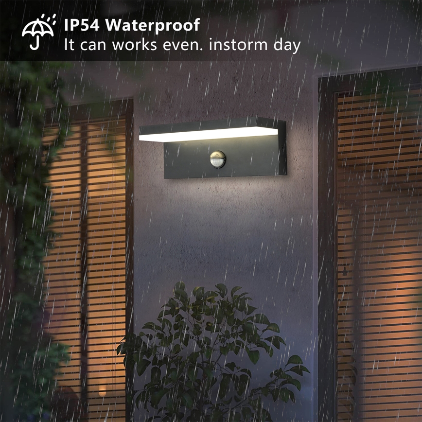 Brilagi - LED Venkovní nástěnné svítidlo se senzorem TESSI LED/10W/230V antracit IP54