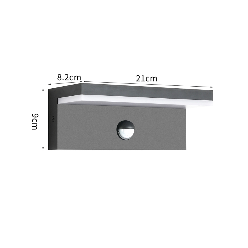 Brilagi - LED Venkovní nástěnné svítidlo se senzorem TESSI LED/10W/230V antracit IP54