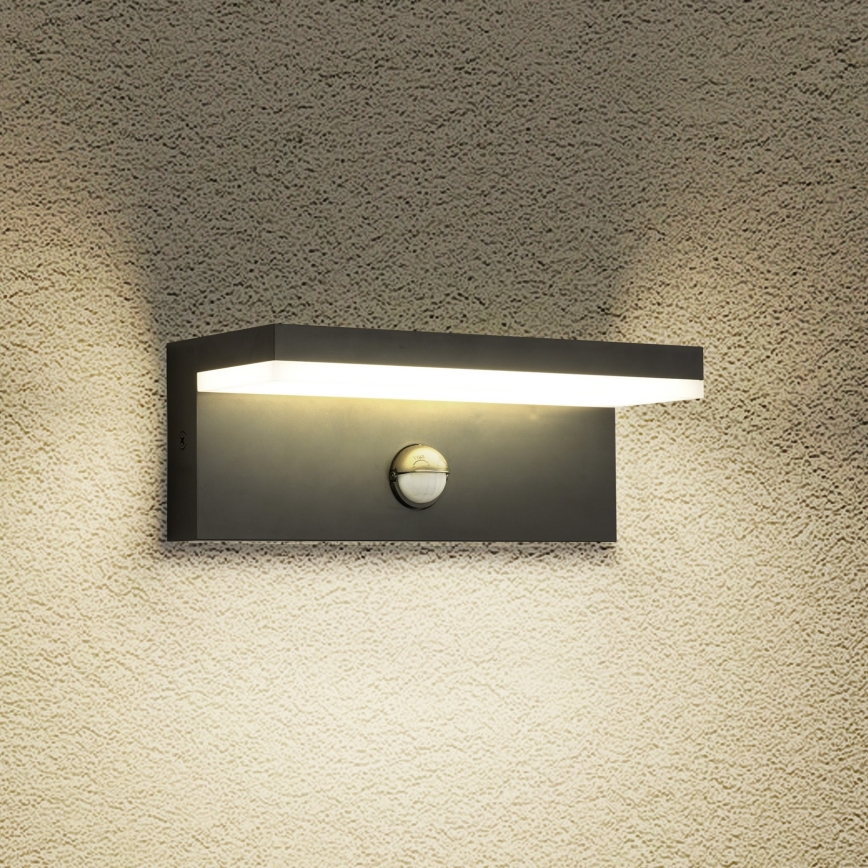 Brilagi - LED Venkovní nástěnné svítidlo se senzorem TESSI LED/10W/230V černá IP54