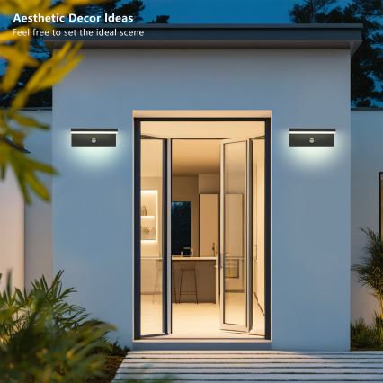 Brilagi - LED Venkovní nástěnné svítidlo se senzorem TESSI LED/10W/230V černá IP54