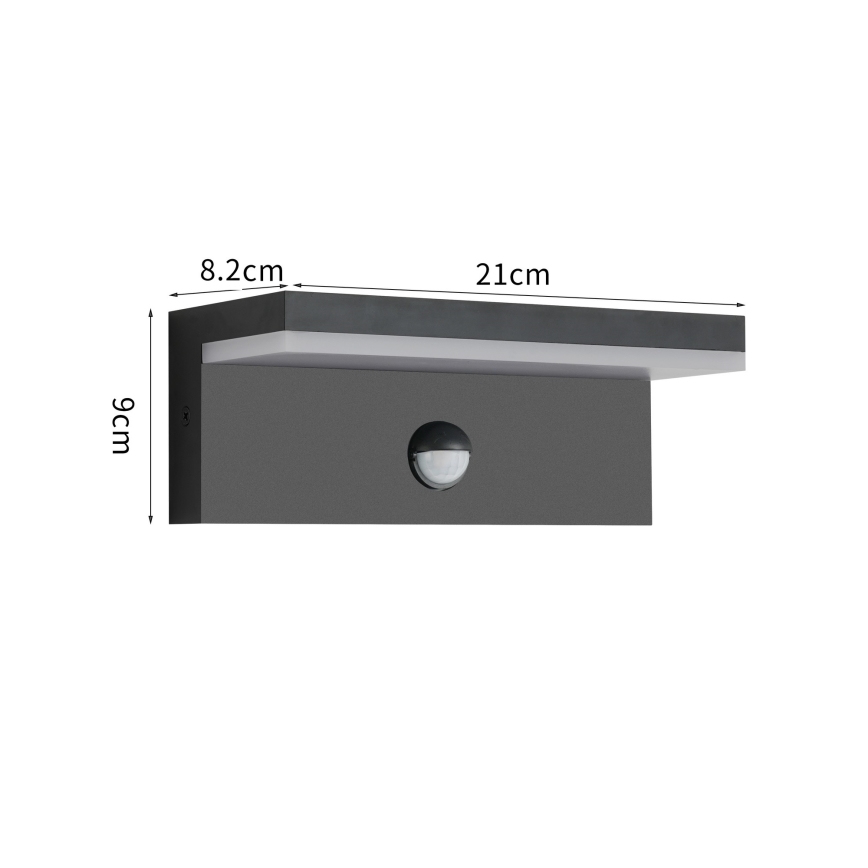 Brilagi - LED Venkovní nástěnné svítidlo se senzorem TESSI LED/10W/230V černá IP54